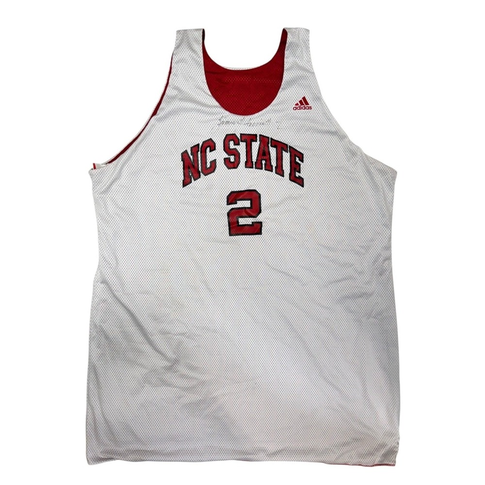 NC State Wolfpack Simon Harris Signed Basketball Jersey Adidas White Red 3XL